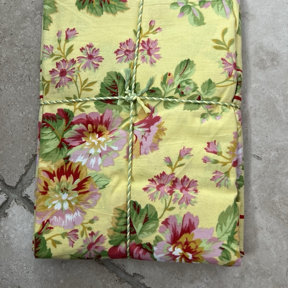 NEW April Cornell Emmaline Tablecloth 70 Rd Floral English Country Garden Yellow - Picture 5 of 5